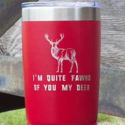 Deer 20 oz Stainless Steel Tumbler - Red - Double Sided (Personalized)