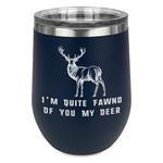 Deer Stemless Stainless Steel Wine Tumbler - Navy - Single Sided (Personalized)