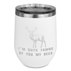 Deer Stemless Stainless Steel Wine Tumbler - White - Single Sided (Personalized)