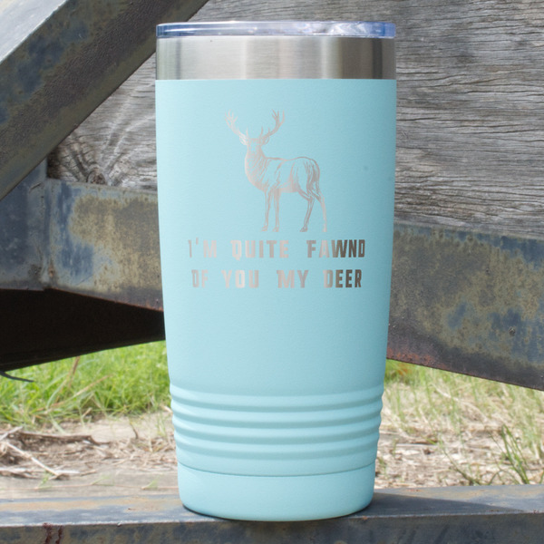Custom Deer 20 oz Stainless Steel Tumbler - Teal - Double Sided (Personalized)