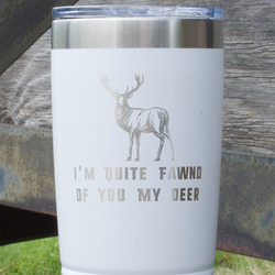 Deer 20 oz Stainless Steel Tumbler - White - Double Sided (Personalized)