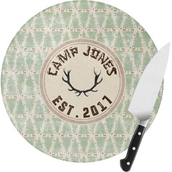 Deer Round Glass Cutting Board - Medium (Personalized)