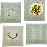 Deer Set of 4 Glass Square Lunch / Dinner Plate 9.5" (Personalized)