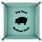 Barbeque 9" x 9" Teal Leatherette Snap Up Tray - FOLDED