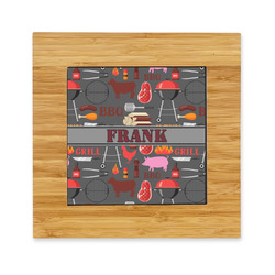 Barbeque Bamboo Trivet with Ceramic Tile Insert (Personalized)