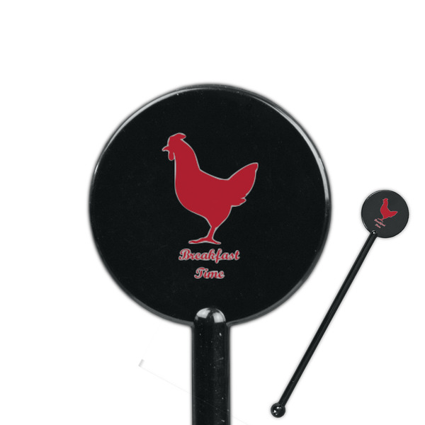 Custom Barbeque 5.5" Round Plastic Stir Sticks - Black - Single Sided (Personalized)