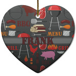 Barbeque Heart Ceramic Ornament w/ Name or Text