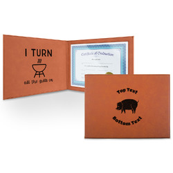 Barbeque Leatherette Certificate Holder - Front and Inside (Personalized)