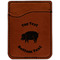 Barbeque Cognac Leatherette Phone Wallet close up