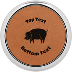 Barbeque Leatherette Round Coaster w/ Silver Edge - Single or Set (Personalized)