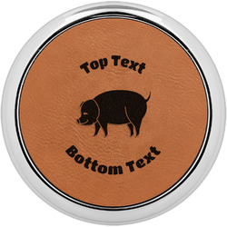 Barbeque Leatherette Round Coaster w/ Silver Edge (Personalized)