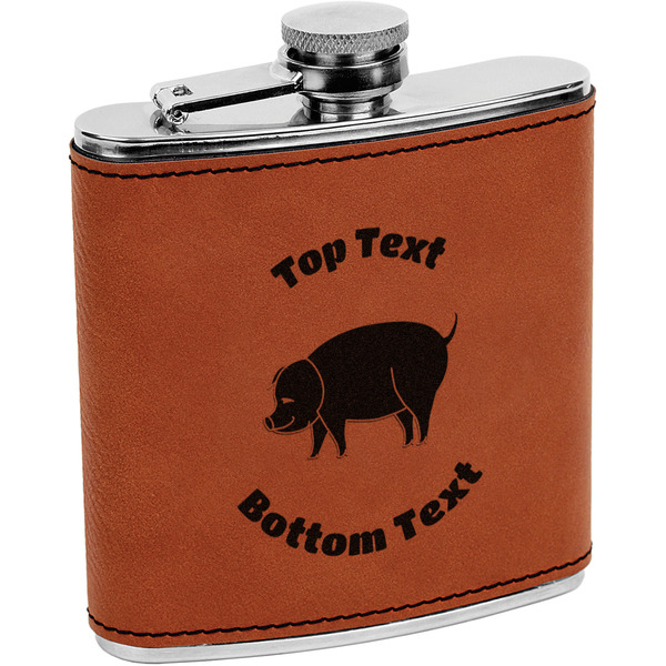 Custom Barbeque Leatherette Wrapped Stainless Steel Flask (Personalized)