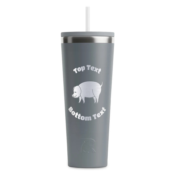 Custom Barbeque RTIC Everyday Tumbler with Straw - 28oz - Grey - Double-Sided (Personalized)