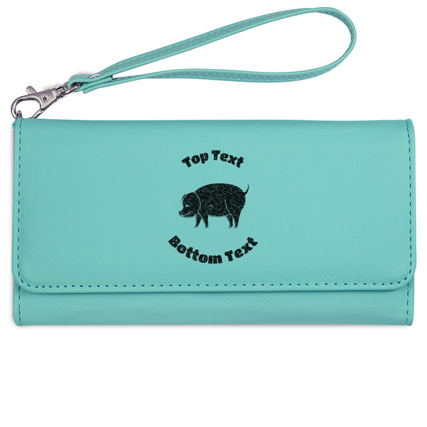 Custom Barbeque Ladies Leatherette Wallet - Laser Engraved- Teal (Personalized)