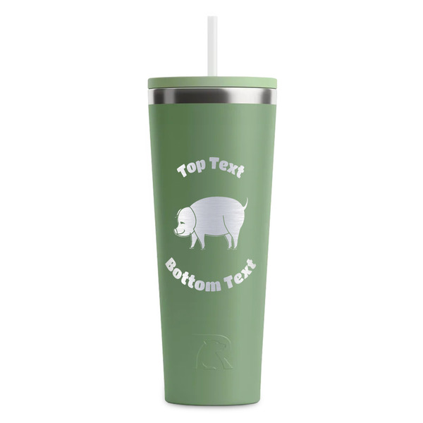 Custom Barbeque RTIC Everyday Tumbler with Straw - 28oz - Light Green - Double-Sided (Personalized)