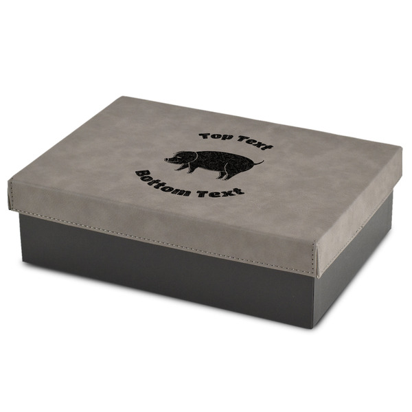 Custom Barbeque Medium Gift Box w/ Engraved Leather Lid (Personalized)