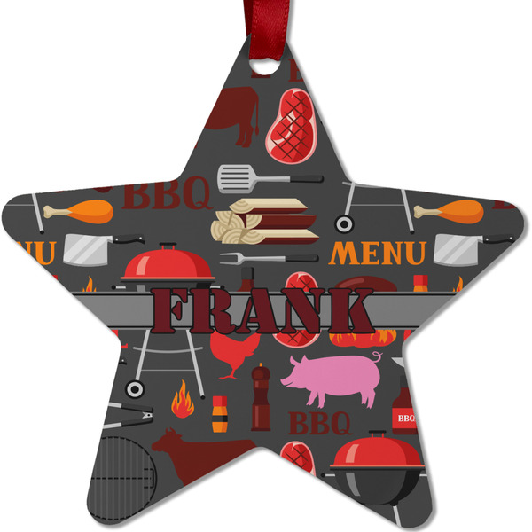 Custom Barbeque Metal Star Ornament - Double Sided w/ Name or Text