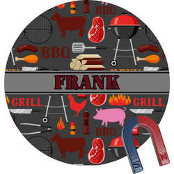 Barbeque Round Fridge Magnet (Personalized)