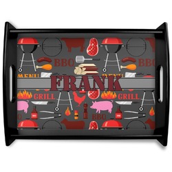 Barbeque Black Wooden Tray - Large (Personalized)