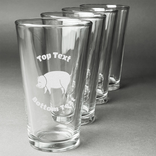 Custom Barbeque Pint Glasses - Engraved (Set of 4) (Personalized)