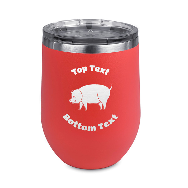 Custom Barbeque Stemless Stainless Steel Wine Tumbler - Coral - Double Sided (Personalized)