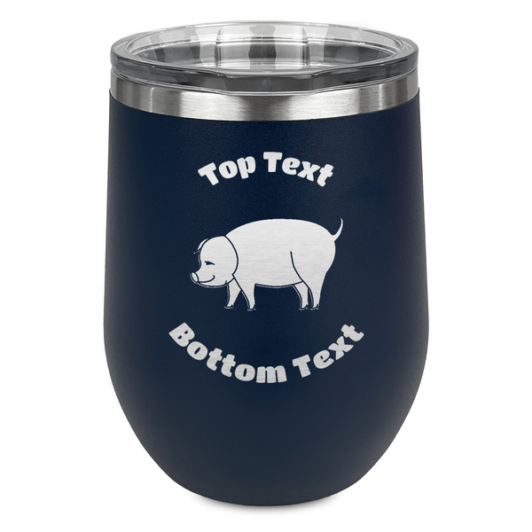 Custom Barbeque Stemless Stainless Steel Wine Tumbler - Navy - Double Sided (Personalized)