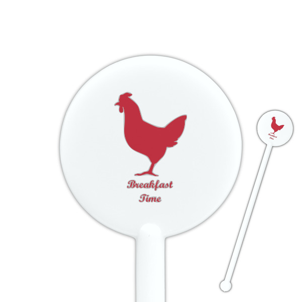 Custom Barbeque 5.5" Round Plastic Stir Sticks - White - Double Sided (Personalized)