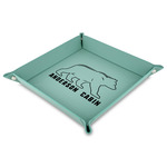 Cabin Faux Leather Dice Tray - 9" x 9"  - Teal (Personalized)