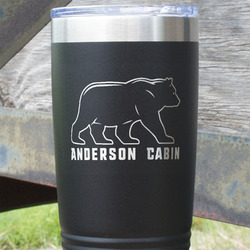 Cabin 20 oz Stainless Steel Tumbler - Black - Single Sided (Personalized)