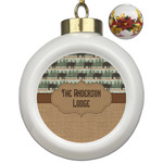 Cabin Ceramic Ball Ornaments - Poinsettia Garland (Personalized)