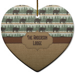 Cabin Heart Ceramic Ornament w/ Name or Text