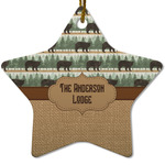 Cabin Star Ceramic Ornament w/ Name or Text