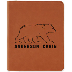 Cabin Leatherette Zipper Portfolio with Notepad - Double Sided (Personalized)
