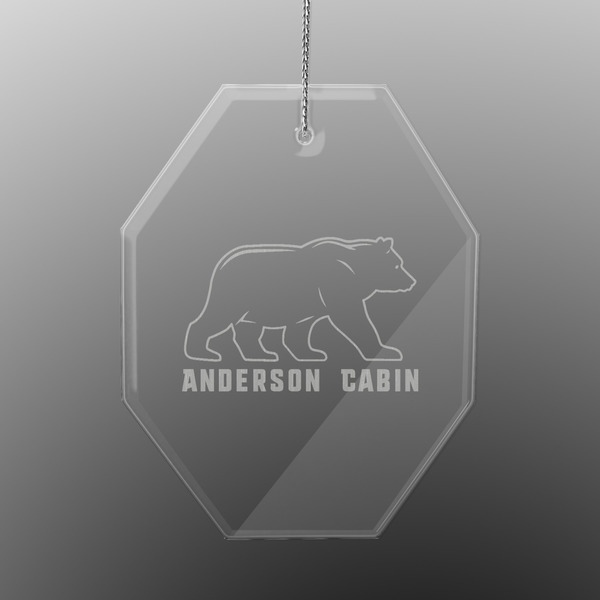 Custom Cabin Engraved Glass Ornament - Octagon (Personalized)