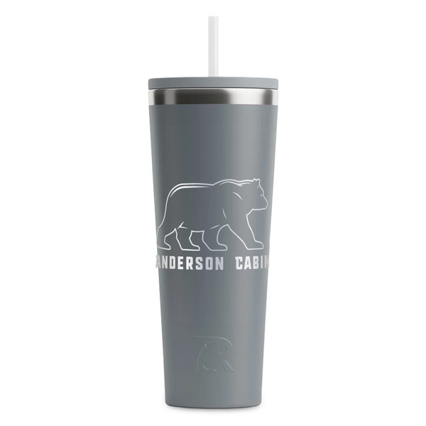 Custom Cabin RTIC Everyday Tumbler with Straw - 28oz - Grey - Double-Sided (Personalized)