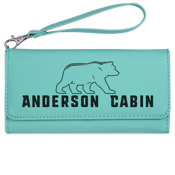 Custom Cabin Ladies Leatherette Wallet - Laser Engraved- Teal (Personalized)