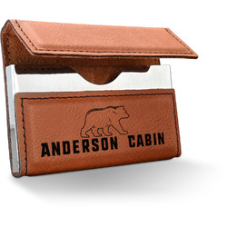 Cabin Leatherette Business Card Holder - Double Sided (Personalized)