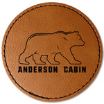 Cabin Faux Leather Iron On Patch - Round (Personalized)