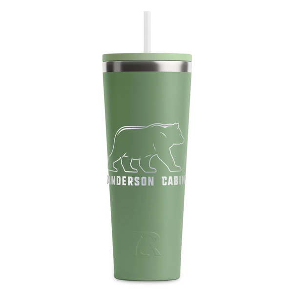 Custom Cabin RTIC Everyday Tumbler with Straw - 28oz - Light Green - Double-Sided (Personalized)