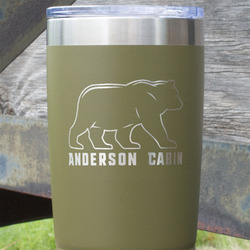 Cabin 20 oz Stainless Steel Tumbler - Olive - Double Sided (Personalized)