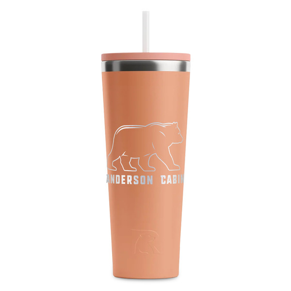 Custom Cabin RTIC Everyday Tumbler with Straw - 28oz - Peach - Single-Sided (Personalized)