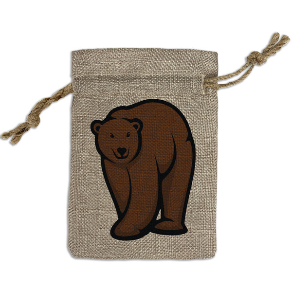 Custom Cabin Small Burlap Gift Bag - Front