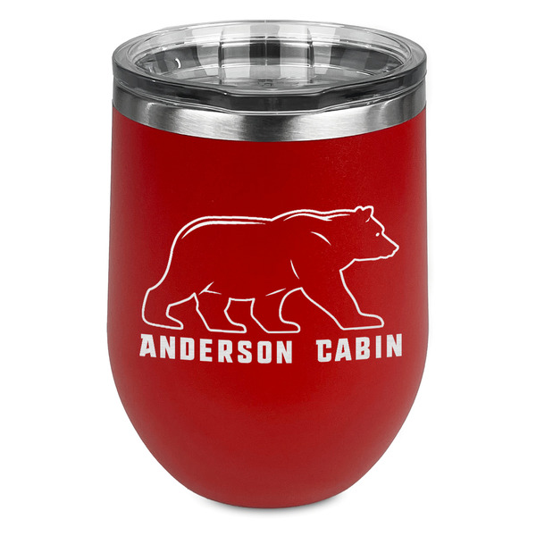 Custom Cabin Stemless Stainless Steel Wine Tumbler - Red - Double Sided (Personalized)