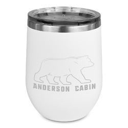 Cabin Stemless Stainless Steel Wine Tumbler - White - Single Sided (Personalized)