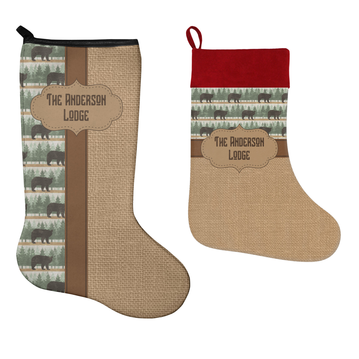 Cabin Christmas Stocking Neoprene Personalized Youcustomizeit