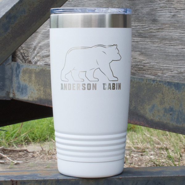 Custom Cabin 20 oz Stainless Steel Tumbler - White - Single Sided (Personalized)