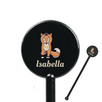 Foxy Yoga 5.5" Round Plastic Stir Sticks - Black - Double Sided (Personalized)