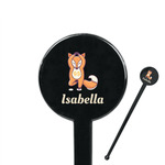 Foxy Yoga 7" Round Plastic Stir Sticks - Black - Single Sided (Personalized)