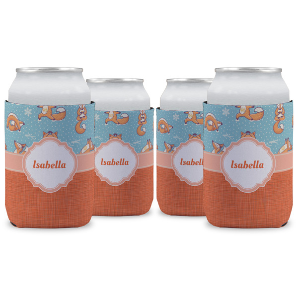 Custom Foxy Yoga Can Cooler (12 oz) - Set of 4 w/ Name or Text