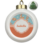 Foxy Yoga Ceramic Ball Ornament - Christmas Tree (Personalized)